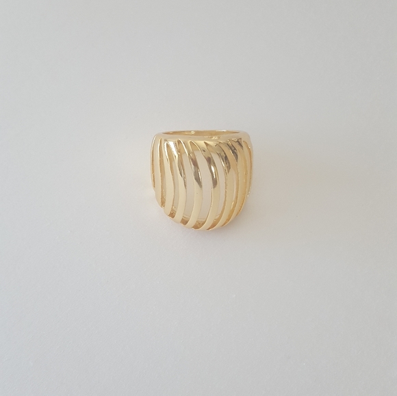 Gold overlay gaudy stripe ring size 8 New - Picture 4 of 9